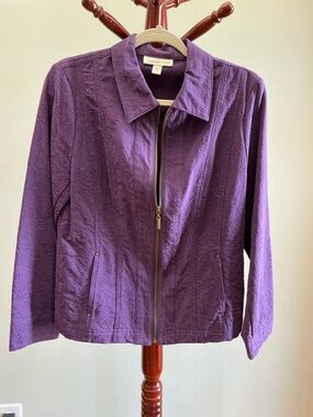 Coldwater Creek Purple Textured Zip Jacket Size 10